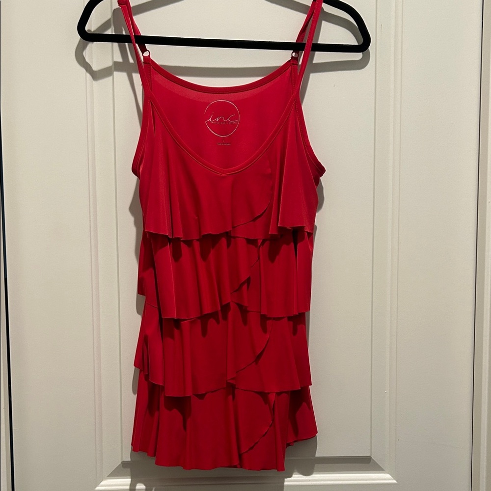 INC International Concepts Vibrant Red Ruffled Camisole
